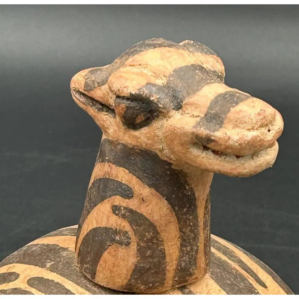 Antique West African Zoomorphic Terracotta Lidded Vessel Giraffe Antelope Niger River Valley Tribal Art