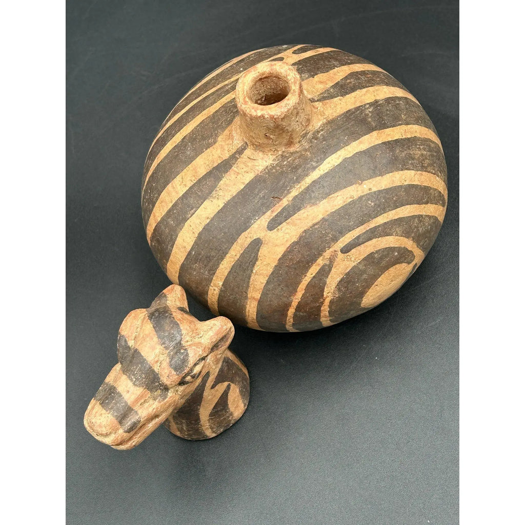 Antique West African Zoomorphic Terracotta Lidded Vessel Giraffe Antelope Niger River Valley Tribal Art