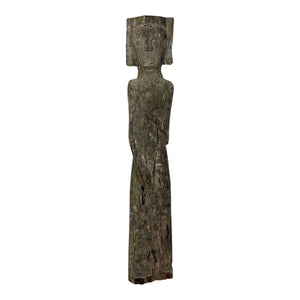 Antique 28-Inch Dayak Bornean Ironwood Hampatong Guardian Figure - Documented Collection Marks - Southeast Asian Tribal Art