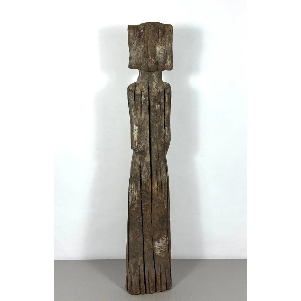 Antique 28-Inch Dayak Bornean Ironwood Hampatong Guardian Figure - Documented Collection Marks - Southeast Asian Tribal Art