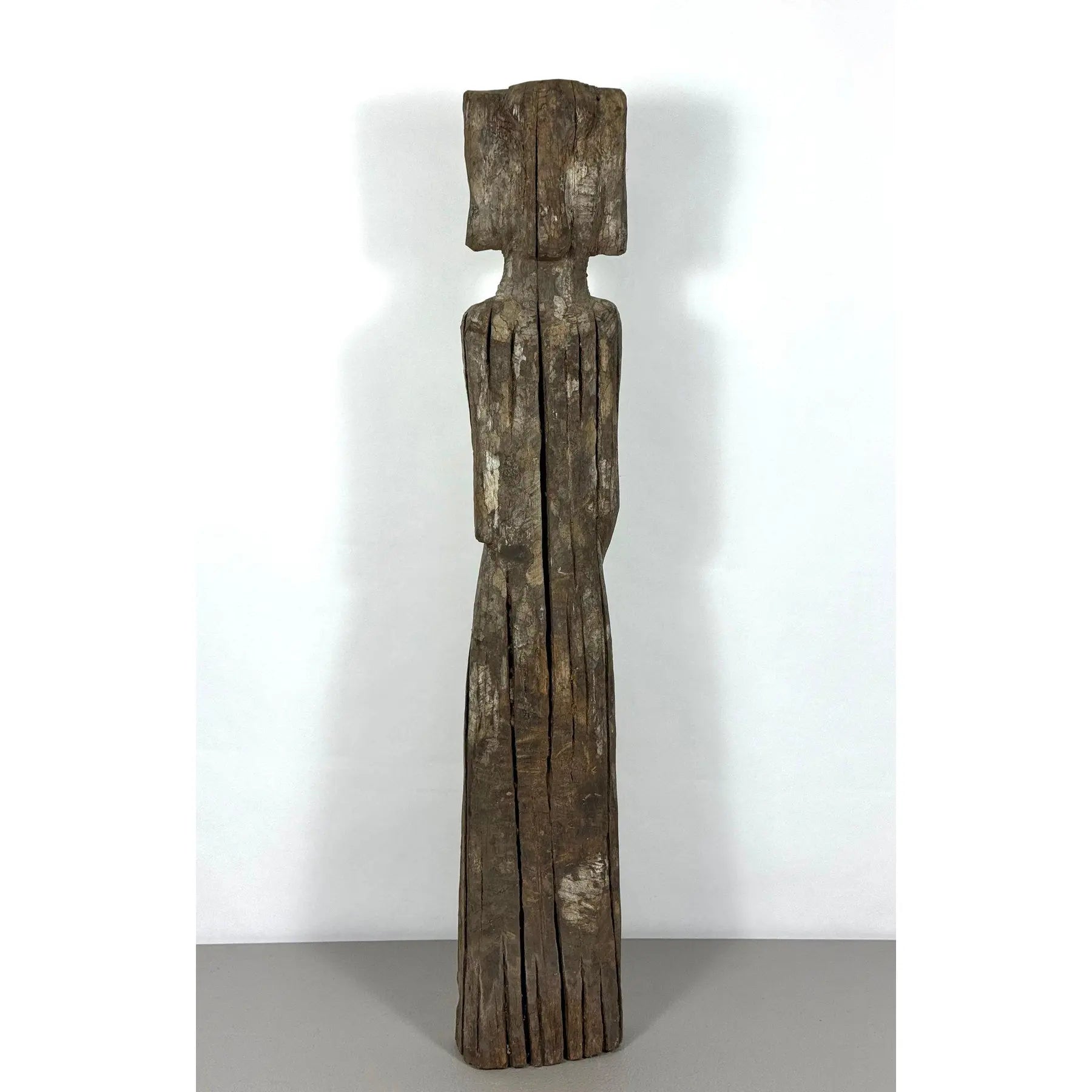 Antique 28-Inch Dayak Bornean Ironwood Hampatong Guardian Figure - Documented Collection Marks - Southeast Asian Tribal Art