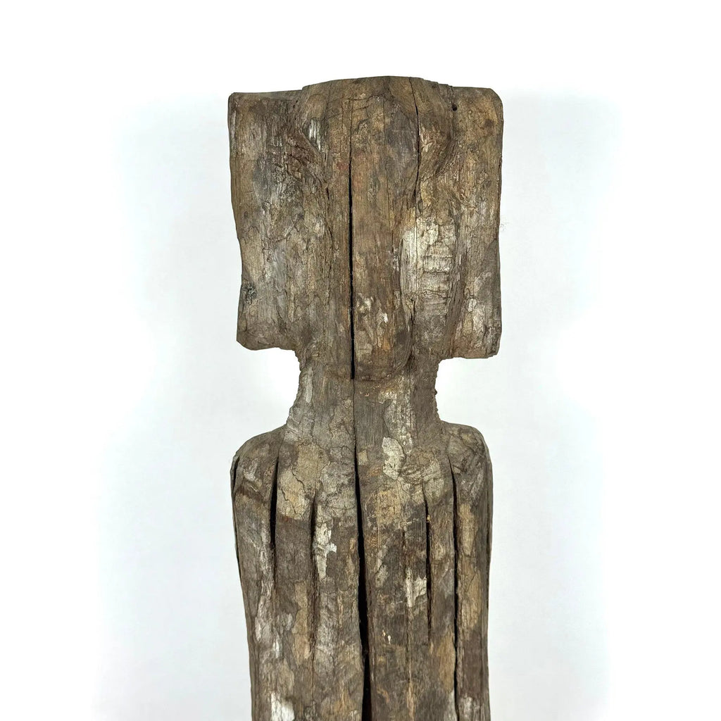 Antique 28-Inch Dayak Bornean Ironwood Hampatong Guardian Figure - Documented Collection Marks - Southeast Asian Tribal Art