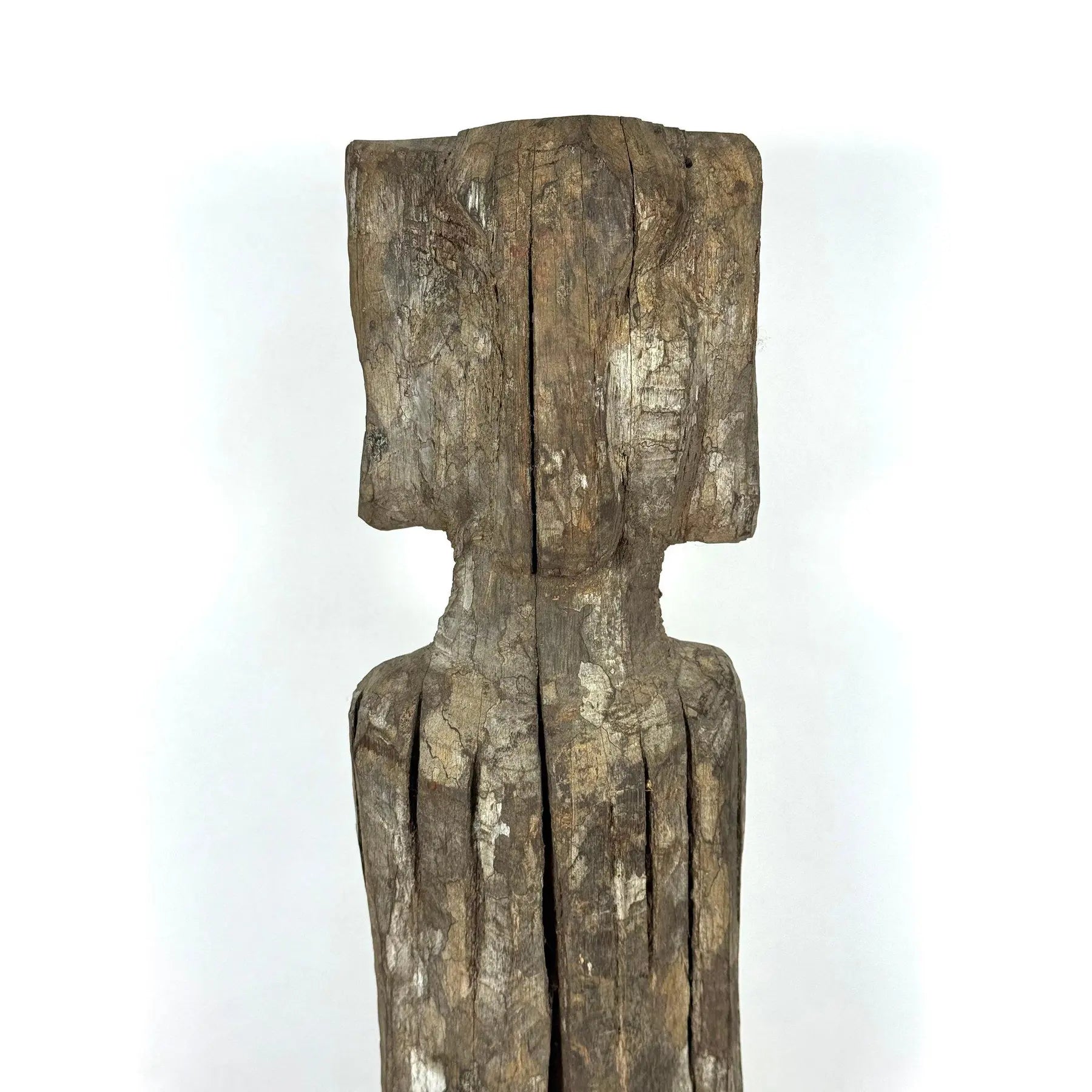 Antique 28-Inch Dayak Bornean Ironwood Hampatong Guardian Figure - Documented Collection Marks - Southeast Asian Tribal Art