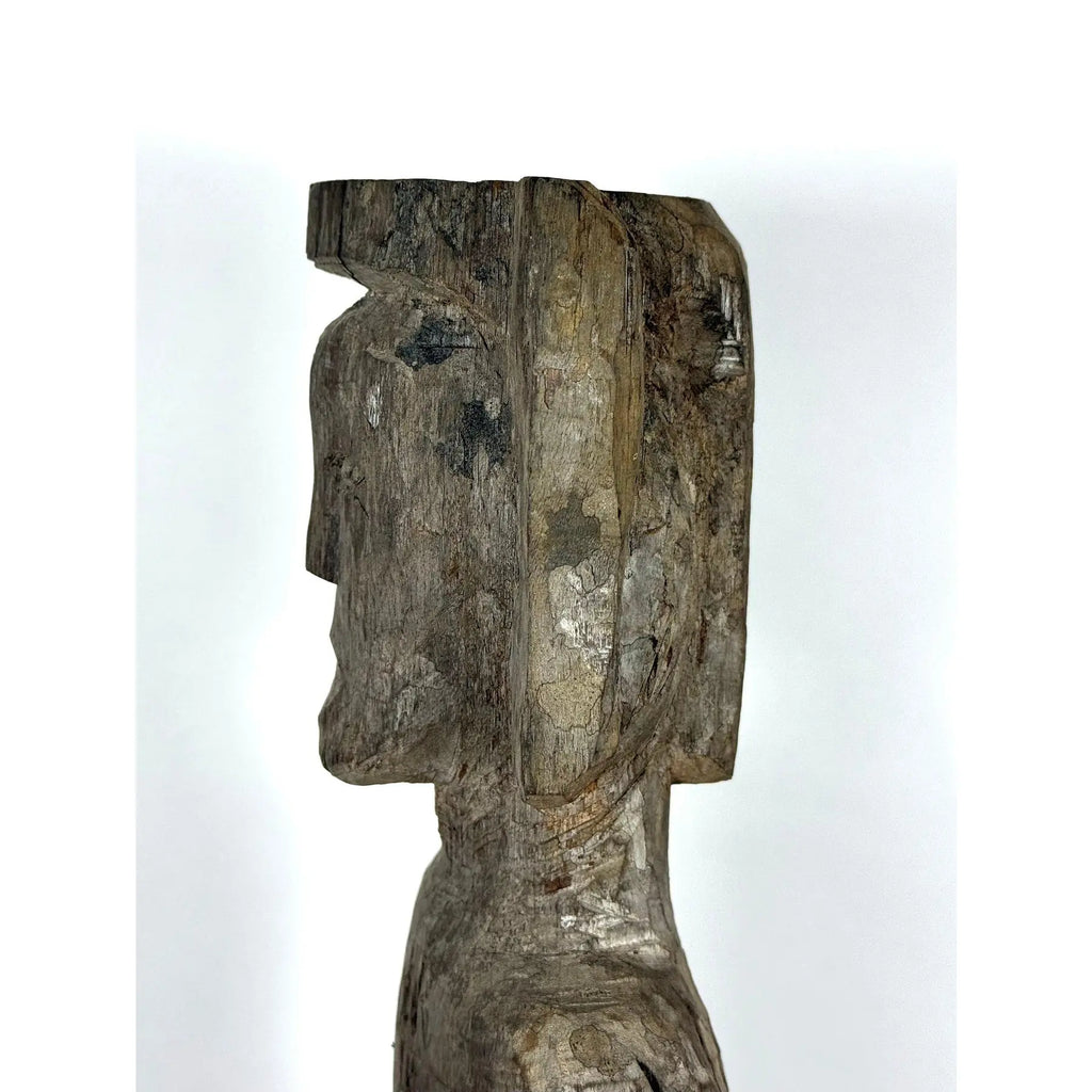 Antique 28-Inch Dayak Bornean Ironwood Hampatong Guardian Figure - Documented Collection Marks - Southeast Asian Tribal Art