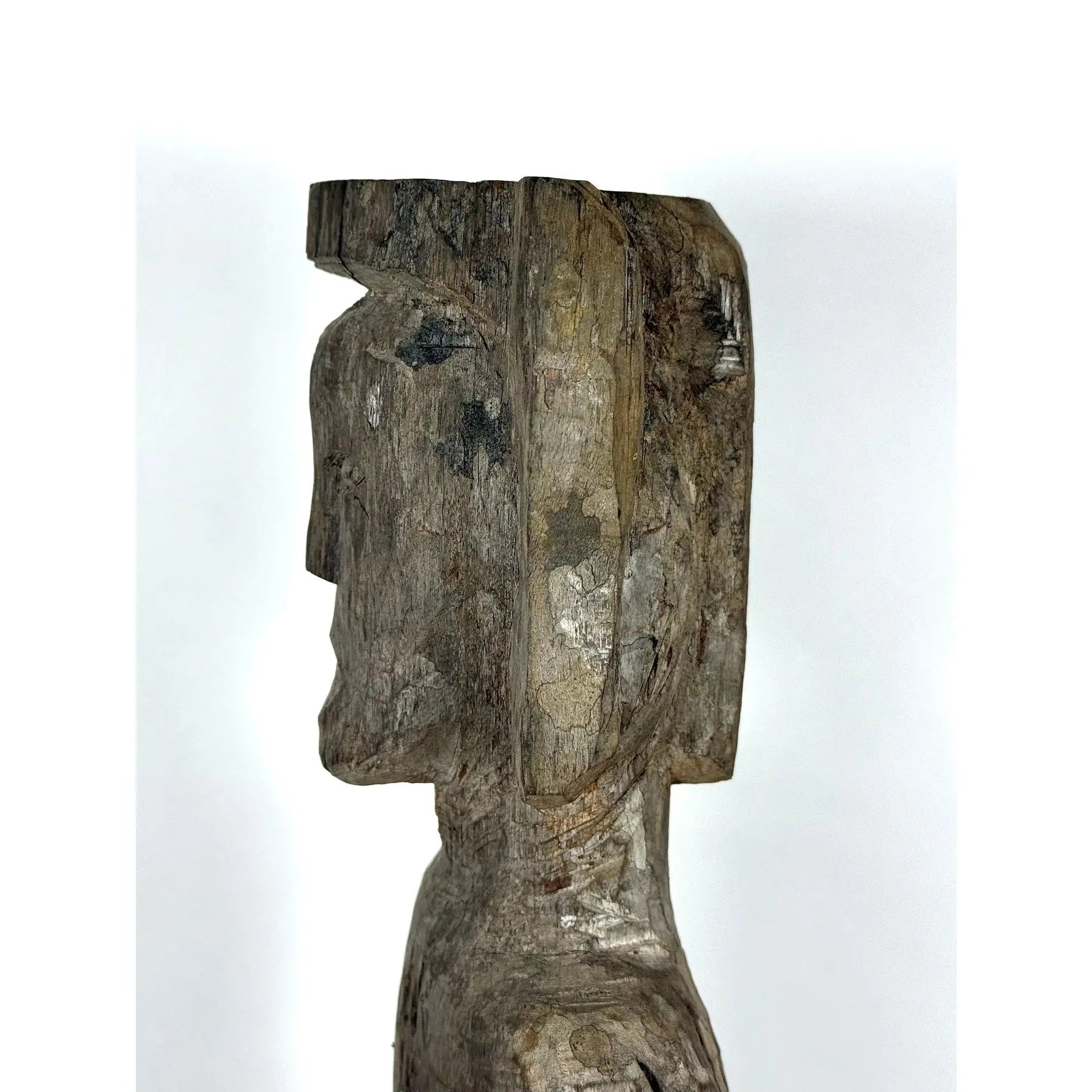 Antique 28-Inch Dayak Bornean Ironwood Hampatong Guardian Figure - Documented Collection Marks - Southeast Asian Tribal Art