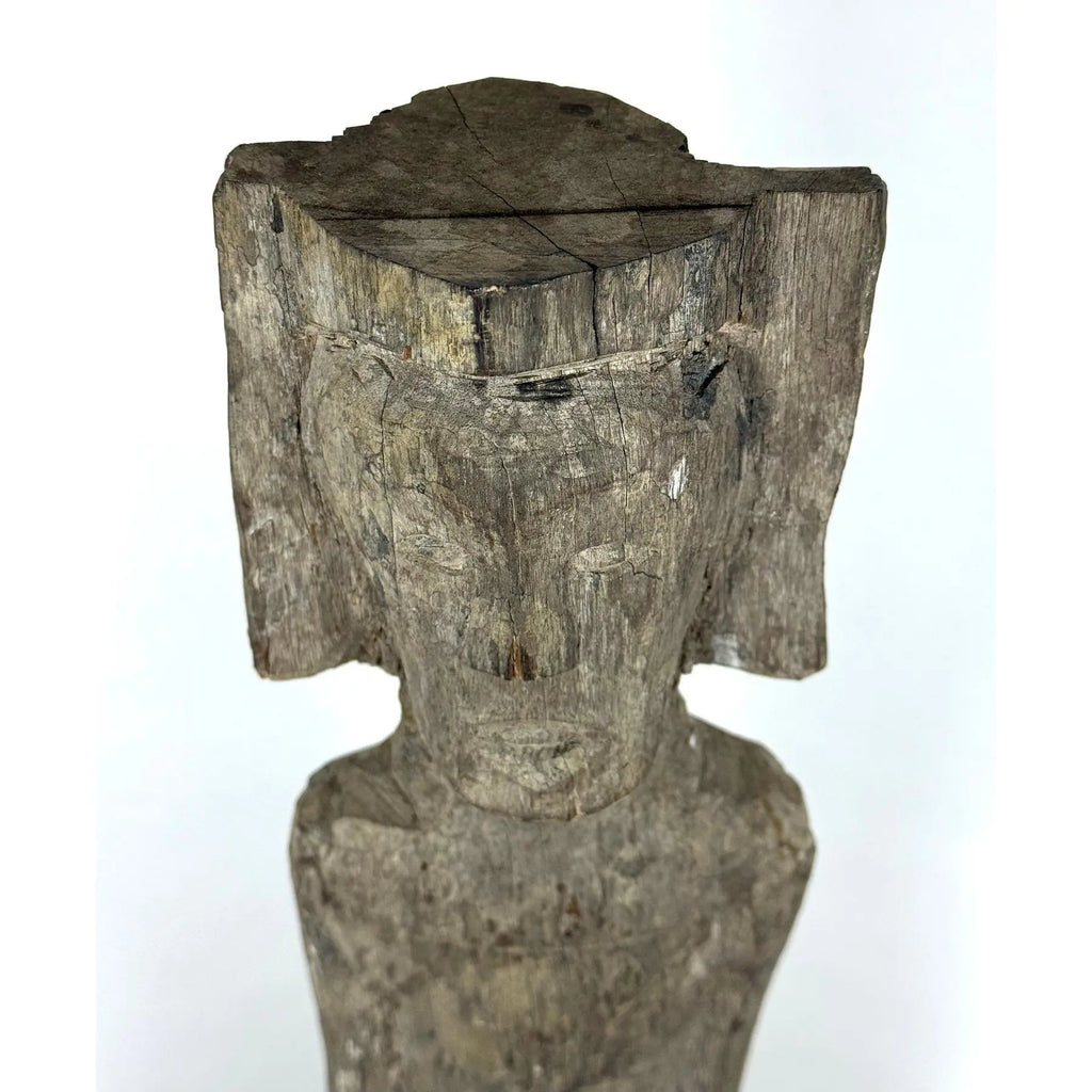 Antique 28-Inch Dayak Bornean Ironwood Hampatong Guardian Figure - Documented Collection Marks - Southeast Asian Tribal Art
