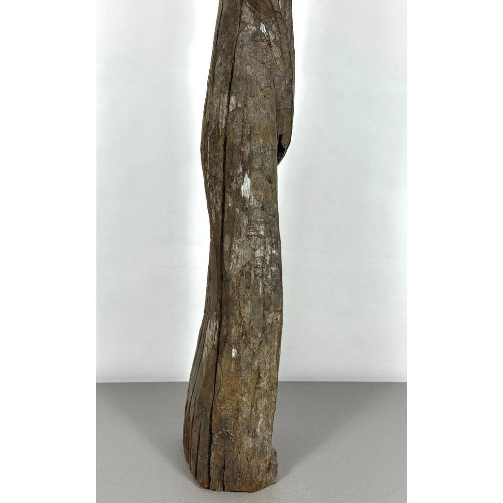 Antique 28-Inch Dayak Bornean Ironwood Hampatong Guardian Figure - Documented Collection Marks - Southeast Asian Tribal Art