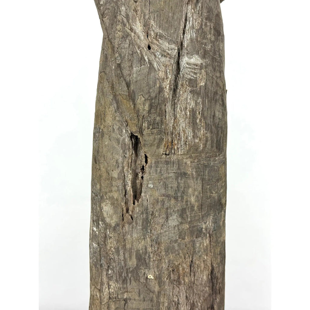Antique 28-Inch Dayak Bornean Ironwood Hampatong Guardian Figure - Documented Collection Marks - Southeast Asian Tribal Art