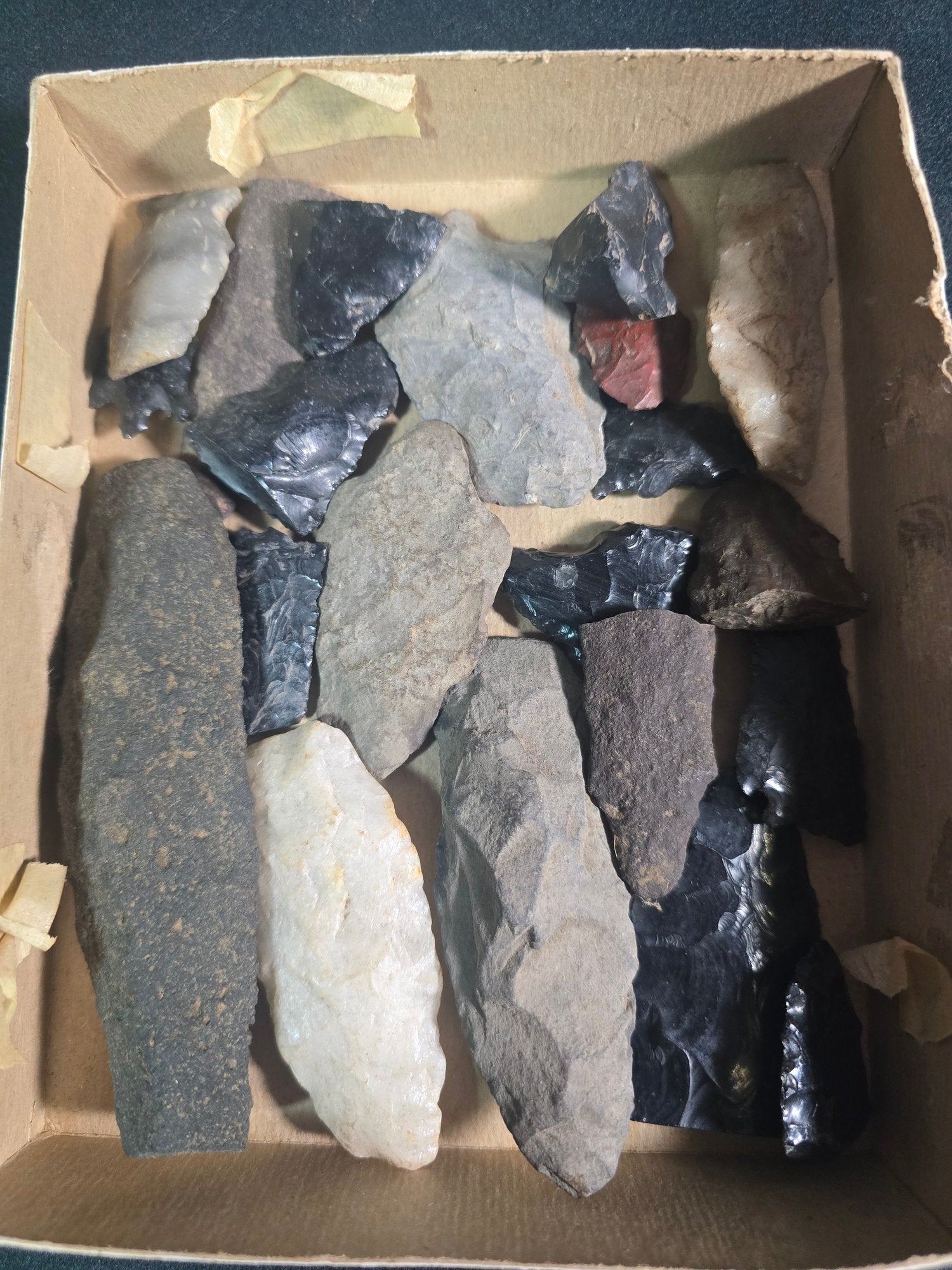 Curated Collection of Hand-Worked Stone Lithic Artifacts and Projectile Points - 21 Pieces