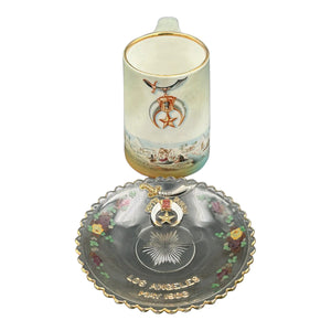 Antique Masonic Shriners Shaving Mug & 1906 Los Angeles Convention Plate