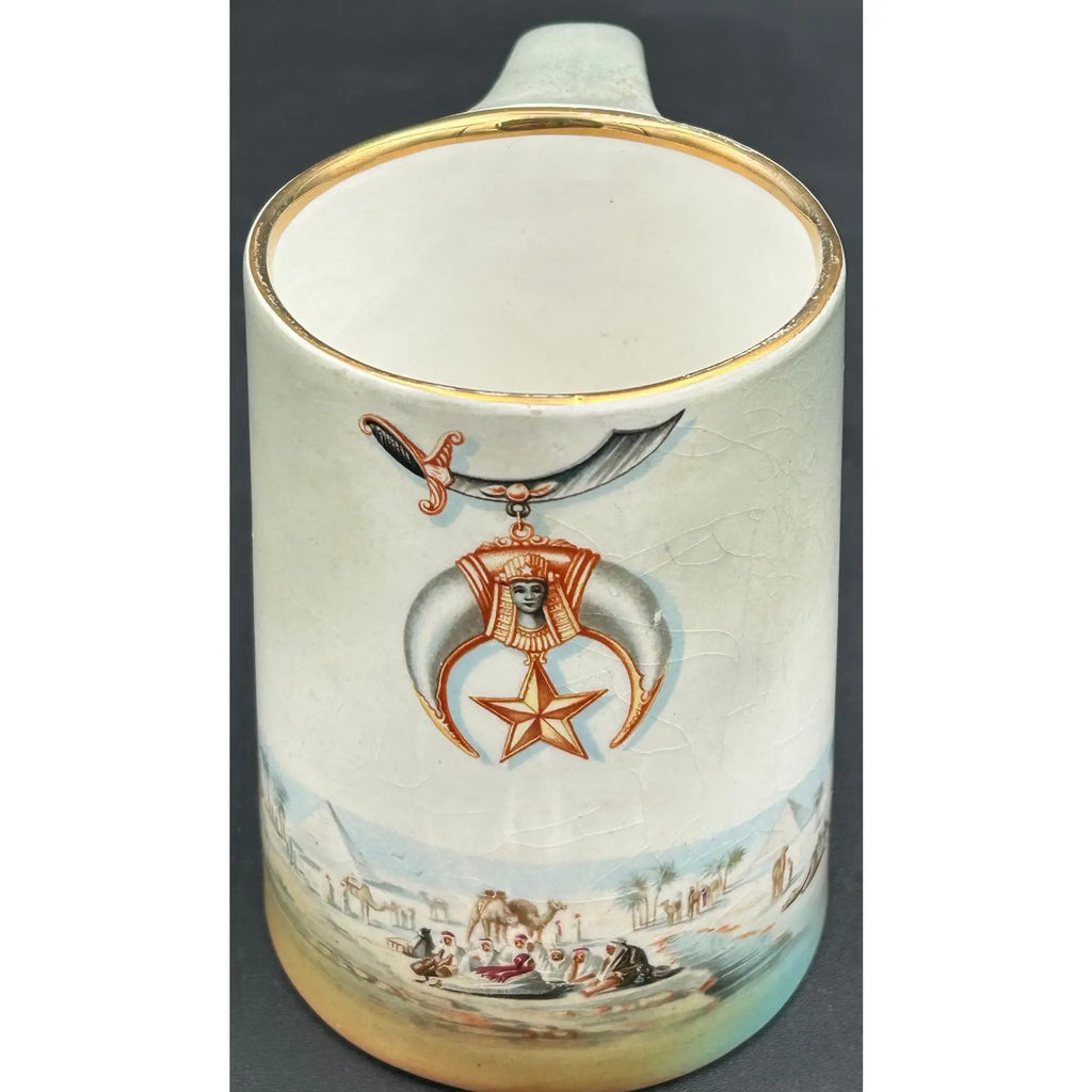 Antique Masonic Shriners Shaving Mug & 1906 Los Angeles Convention Plate