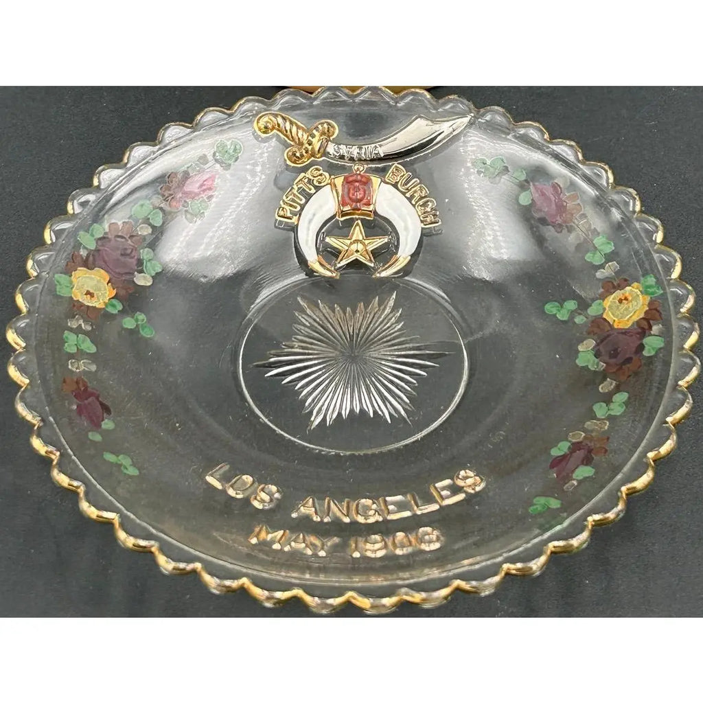 Antique Masonic Shriners Shaving Mug & 1906 Los Angeles Convention Plate