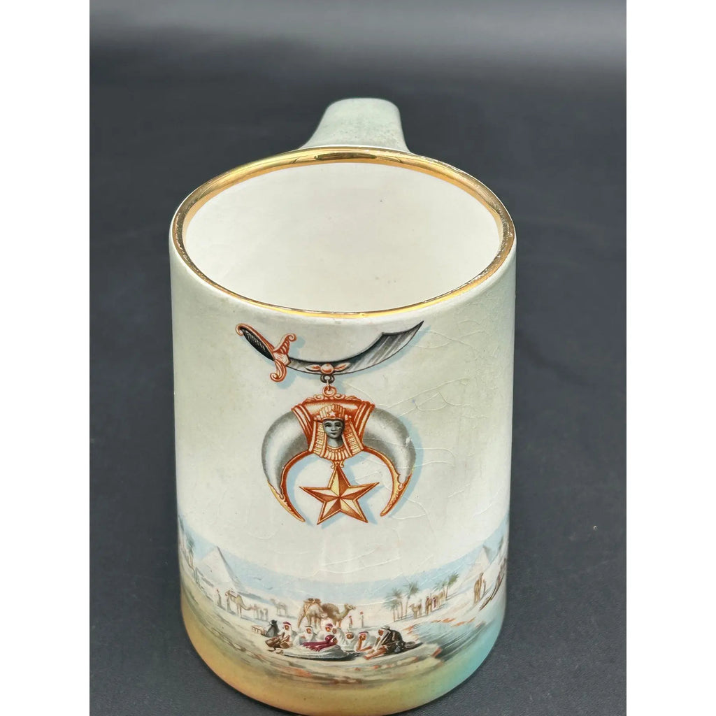 Antique Masonic Shriners Shaving Mug & 1906 Los Angeles Convention Plate