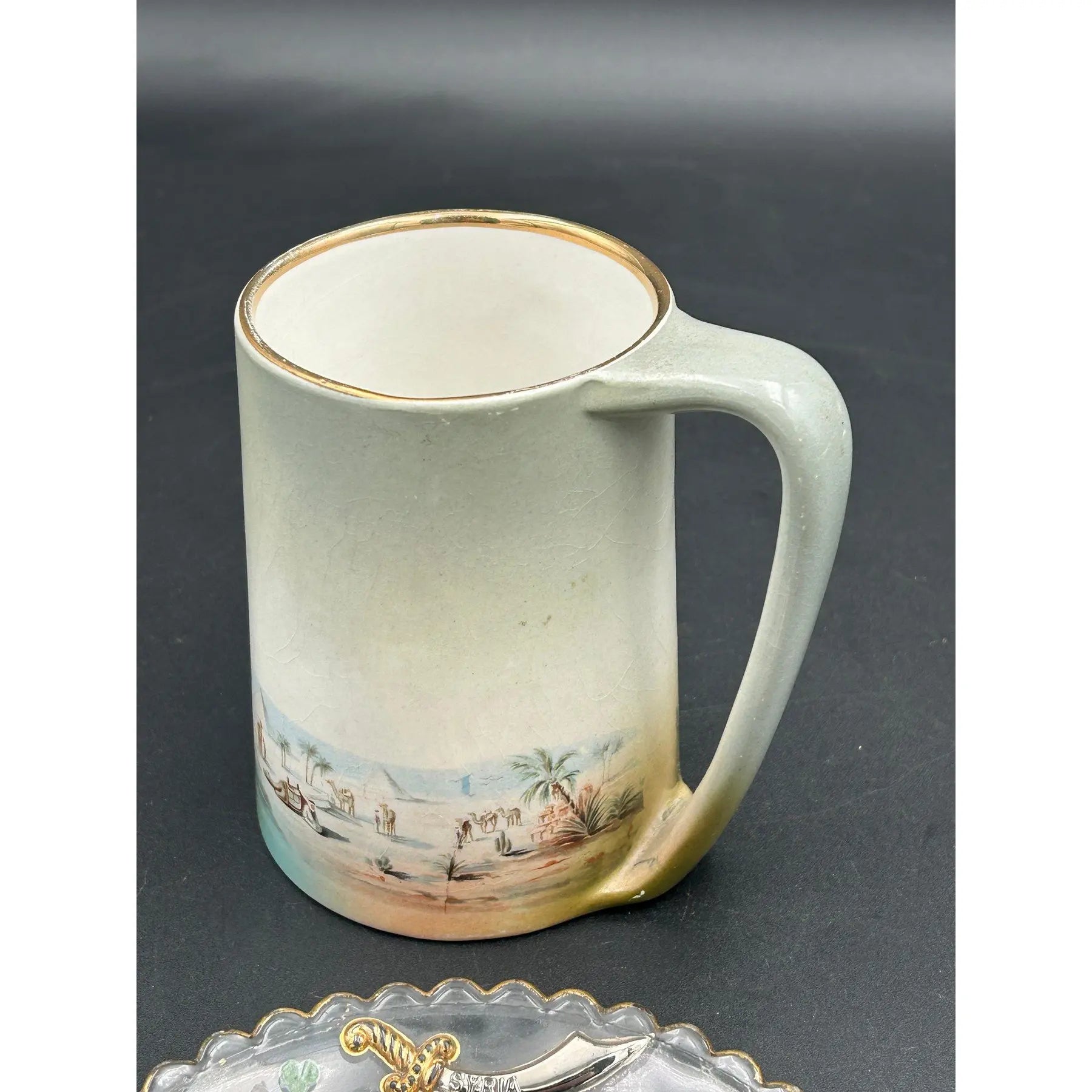 Antique Masonic Shriners Shaving Mug & 1906 Los Angeles Convention Plate