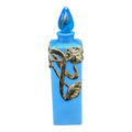 Antique Art Nouveau French Blue Glass Perfume Bottle Sterling Silver Overlay Belle Epoque Scent Bottle