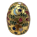 Vintage Cloisonné Holiday Egg — Poinsettia, Holly & Celestial Design