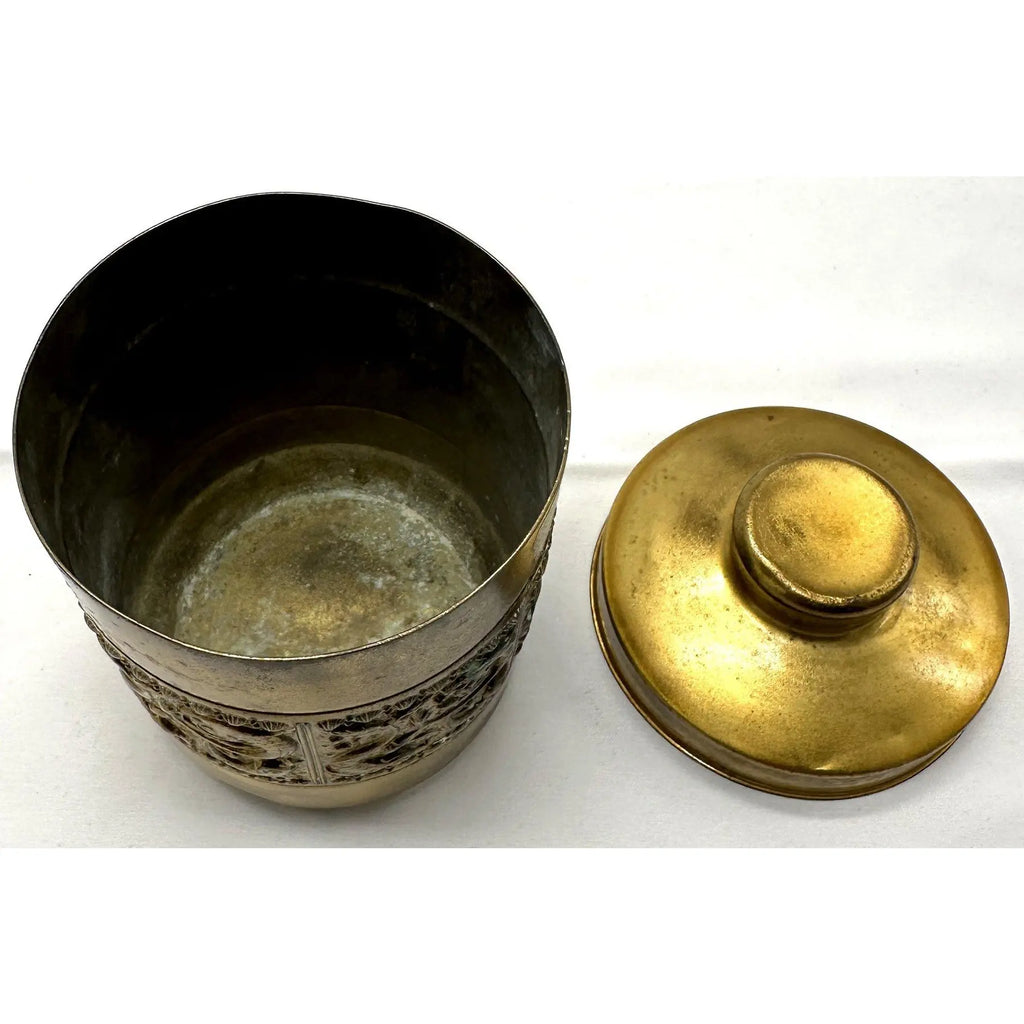 Vintage German Brass Dolphin Relief Smoking Set - 2 Piece Duo