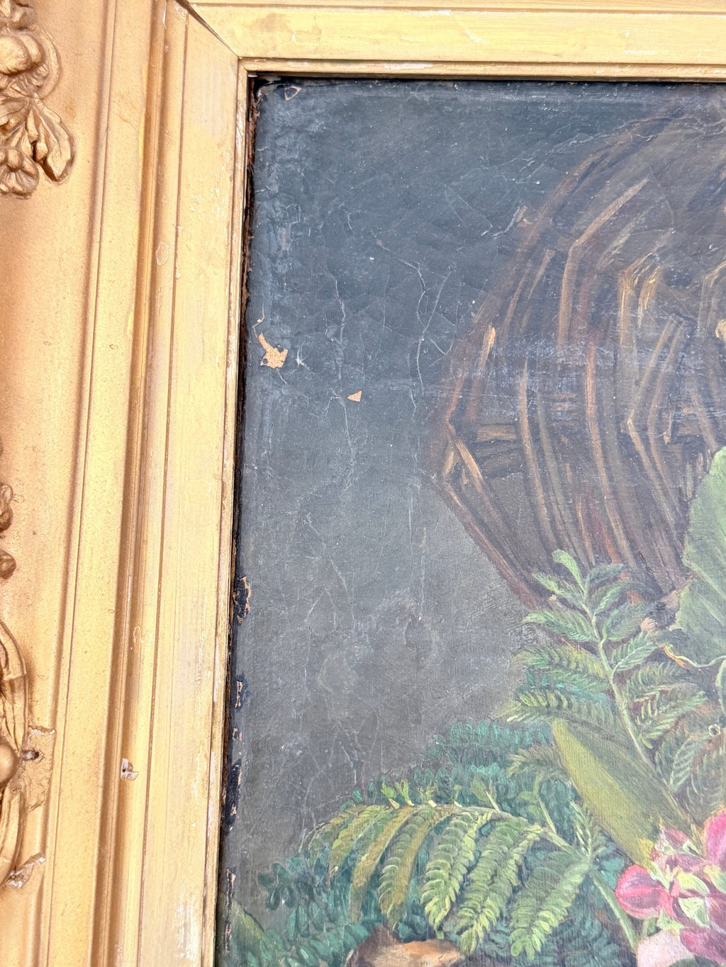 Antique 19th Century British School Oil on Canvas Floral Still Life Painting