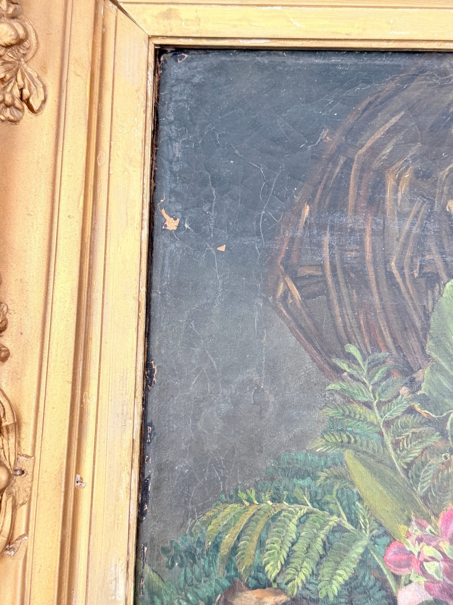 Antique 19th Century British School Oil on Canvas Floral Still Life Painting