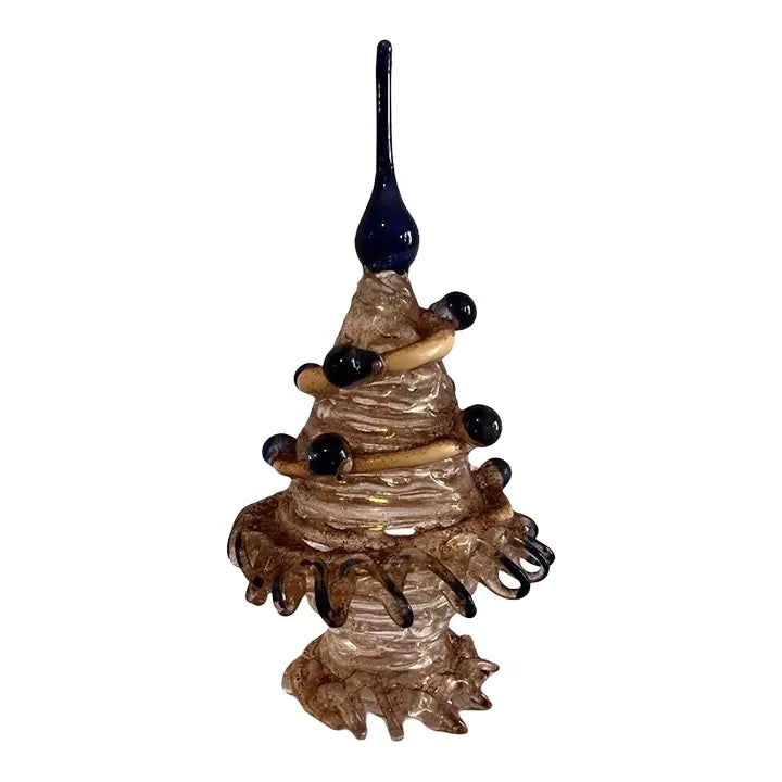 Vintage 4" Handmade German Lampwork Glass Tree with Aventurine Accents
