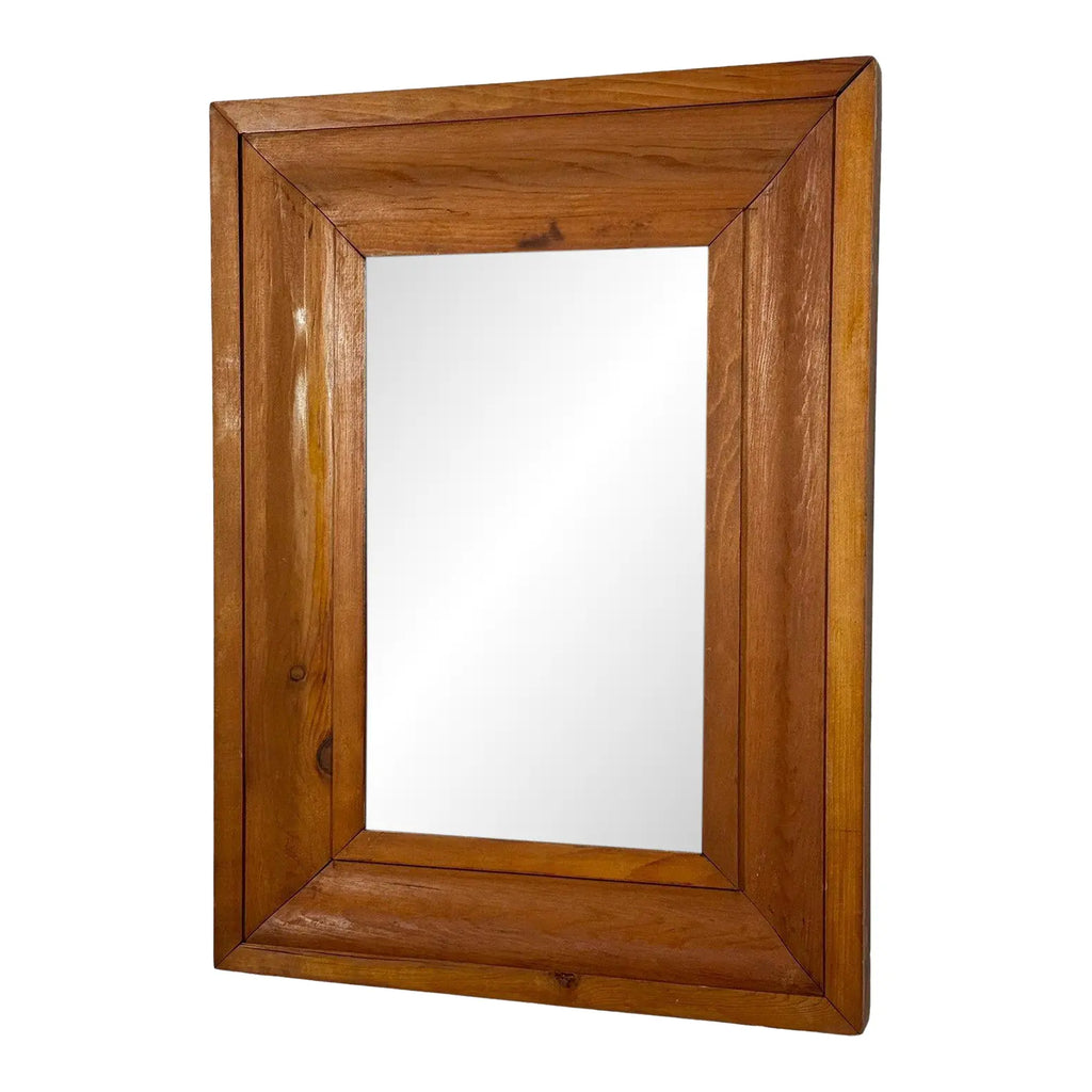 Antique 19th Century American Pine Ogee Mirror - Original Mercury Glass 26" Height