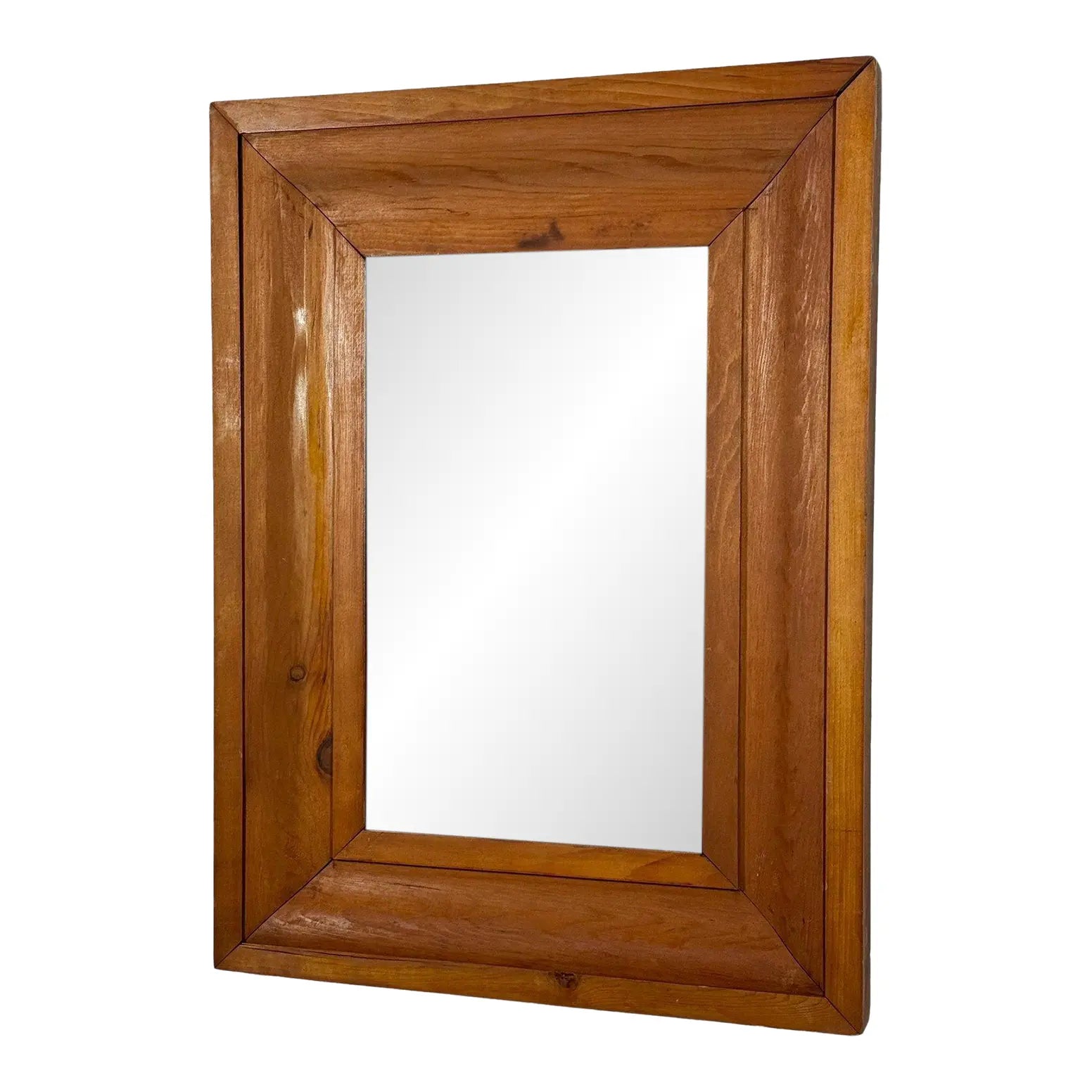 Antique 19th Century American Pine Ogee Mirror - Original Mercury Glass 26" Height