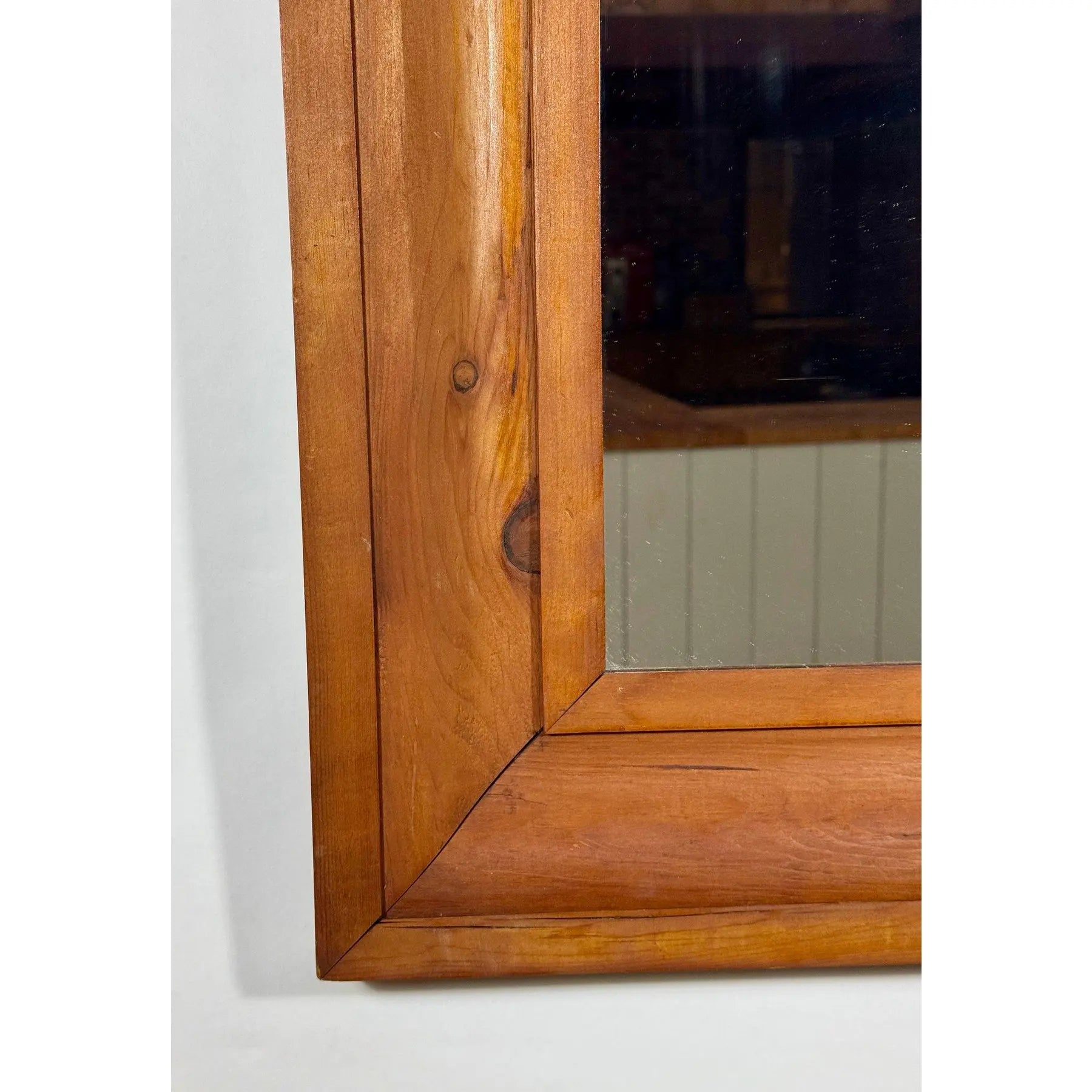 Antique 19th Century American Pine Ogee Mirror - Original Mercury Glass 26" Height