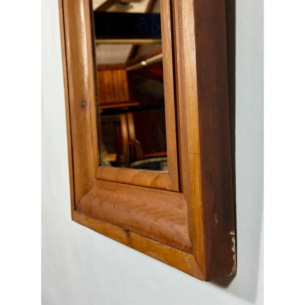 Antique 19th Century American Pine Ogee Mirror - Original Mercury Glass 26" Height