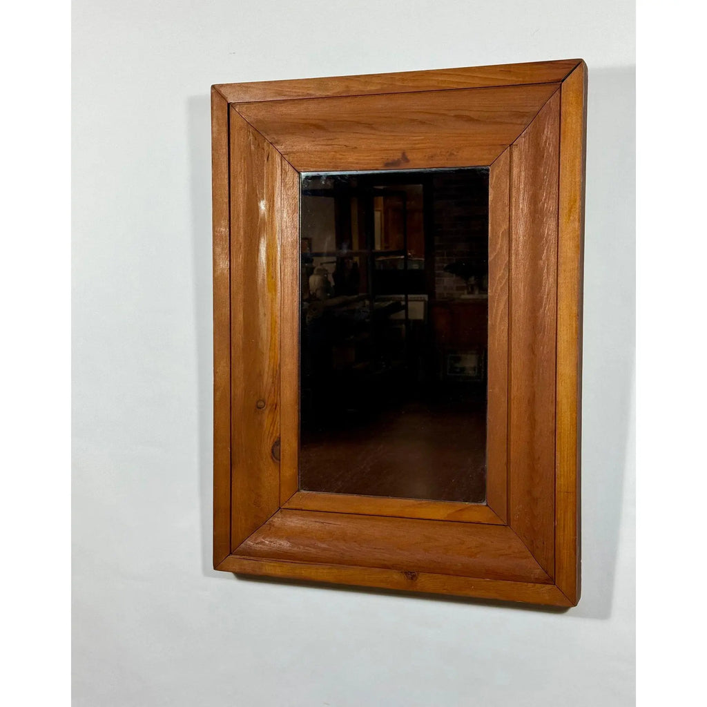 Antique 19th Century American Pine Ogee Mirror - Original Mercury Glass 26" Height