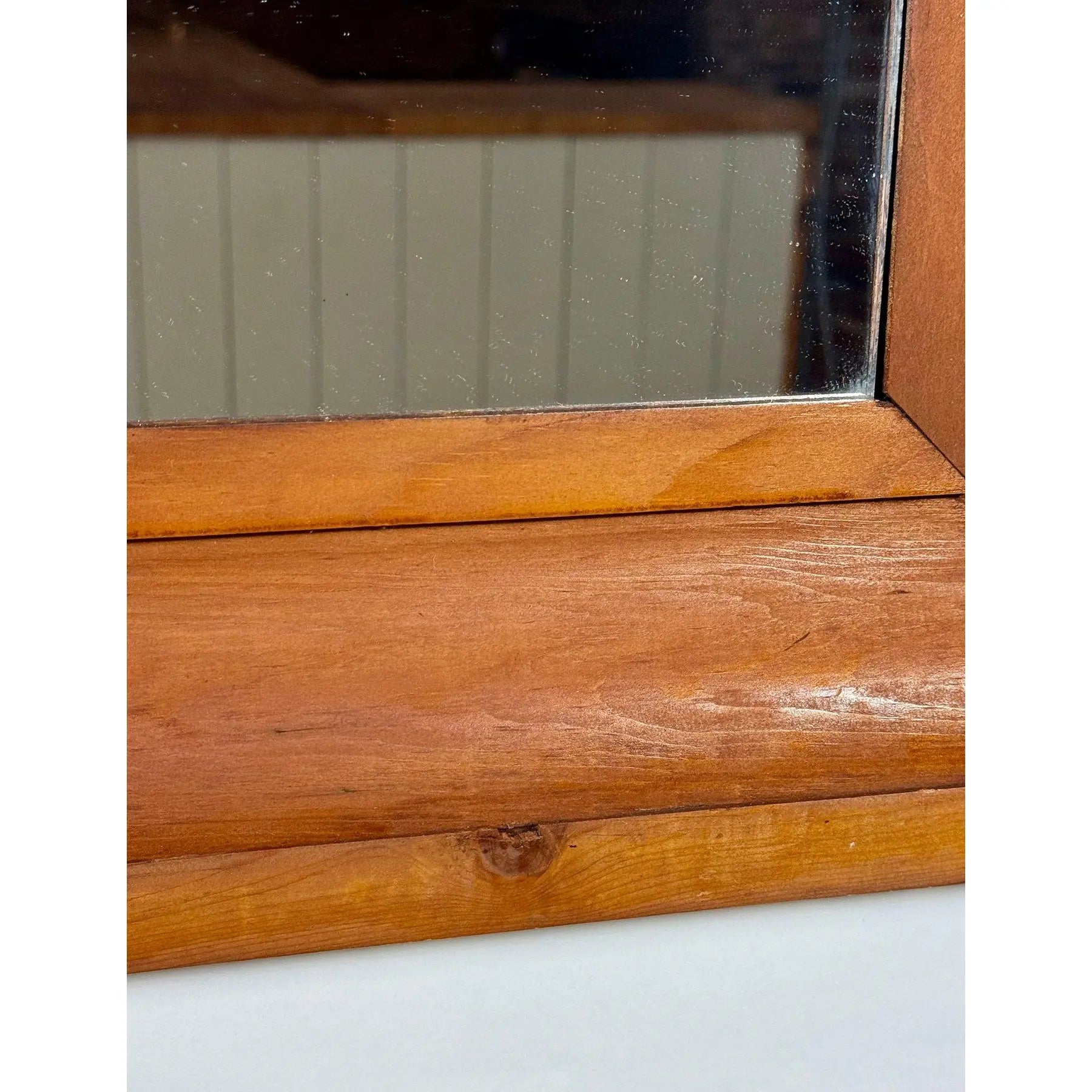 Antique 19th Century American Pine Ogee Mirror - Original Mercury Glass 26" Height