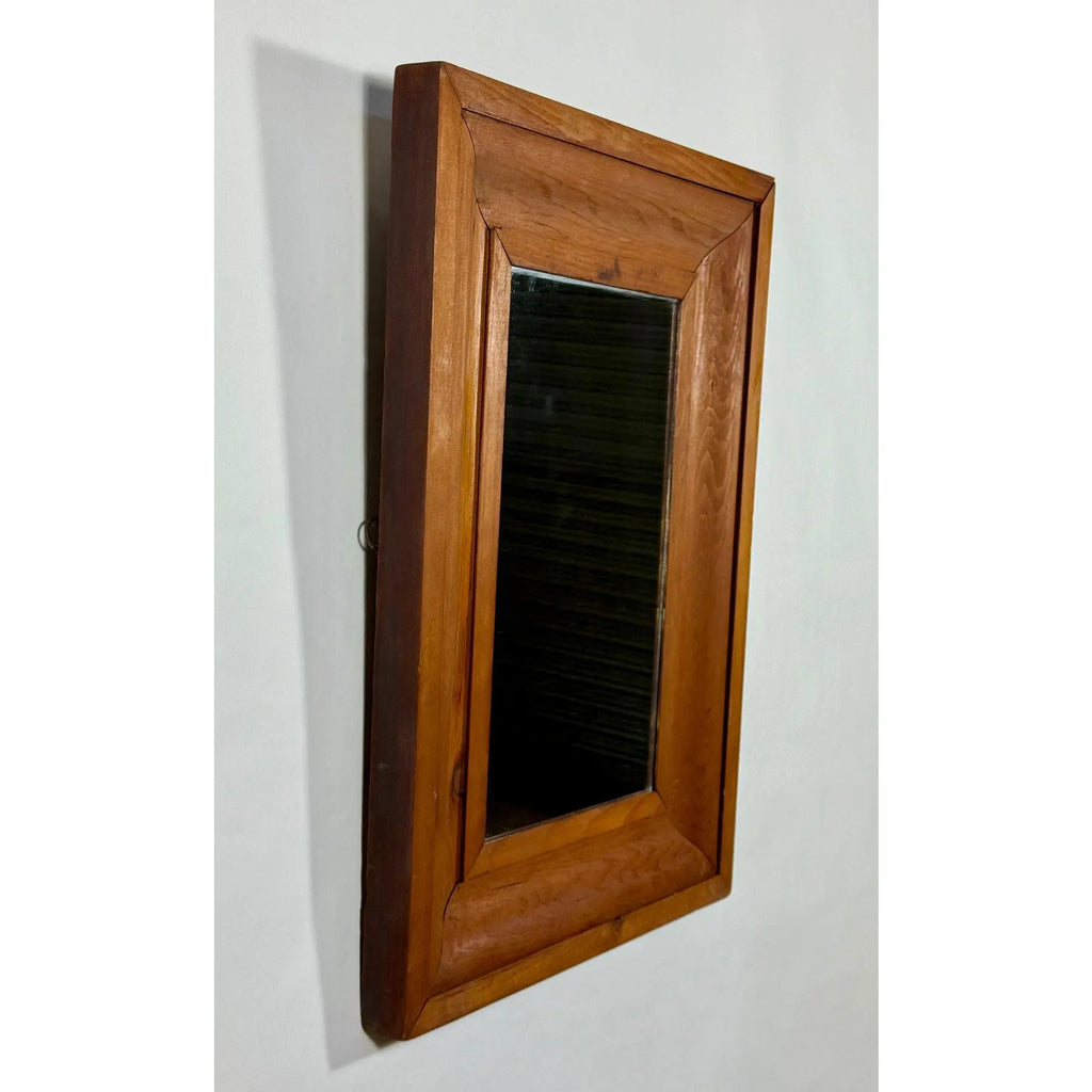 Antique 19th Century American Pine Ogee Mirror - Original Mercury Glass 26" Height