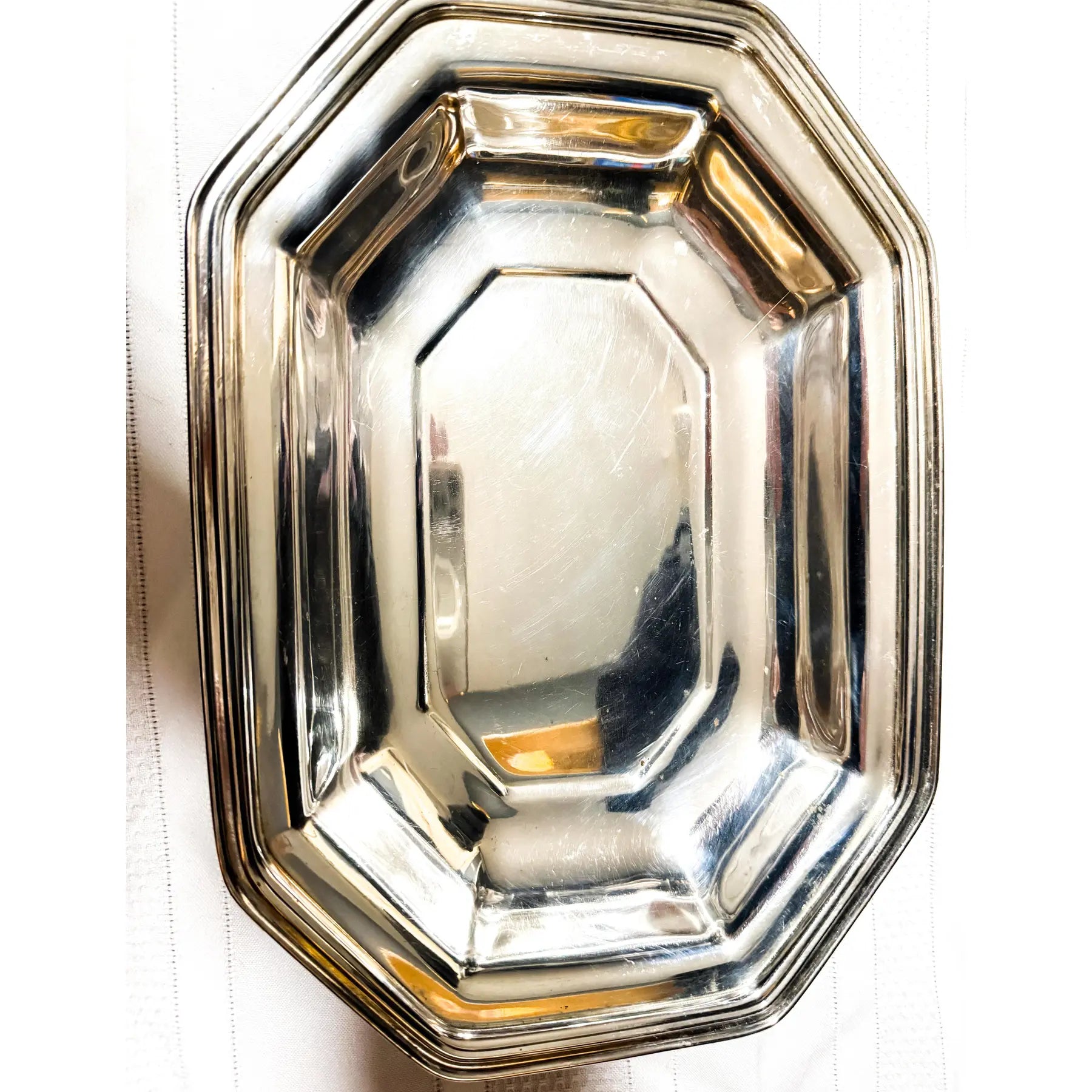 Early 20th Century Art Deco Octagonal Silver Plated Handled Serving Dish