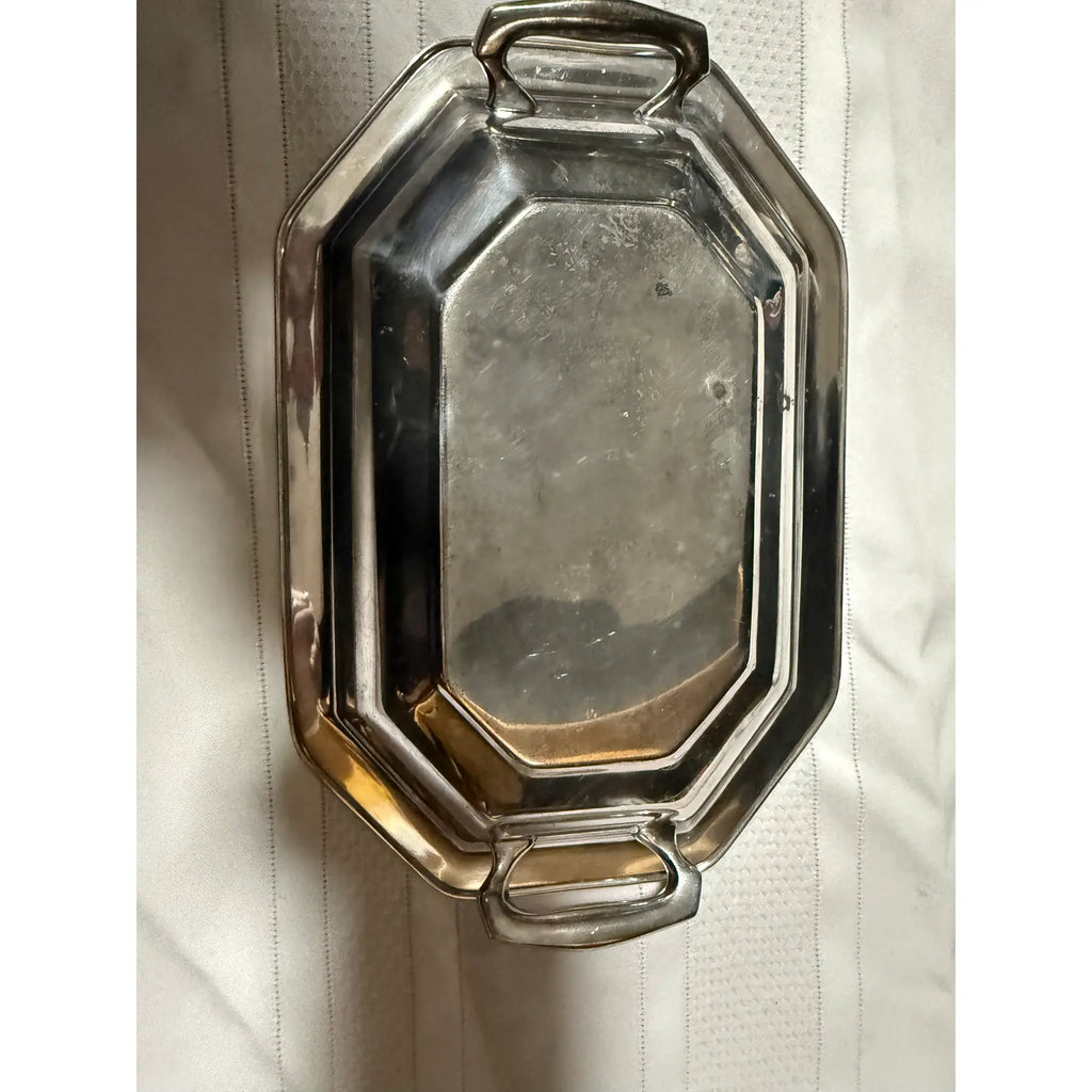 Early 20th Century Art Deco Octagonal Silver Plated Handled Serving Dish