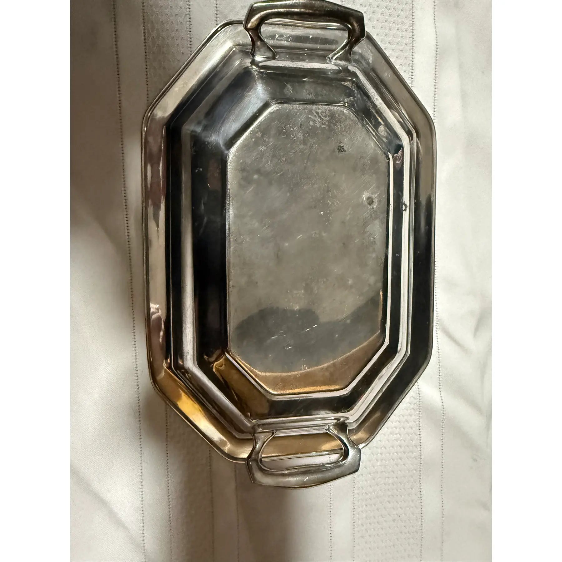 Early 20th Century Art Deco Octagonal Silver Plated Handled Serving Dish