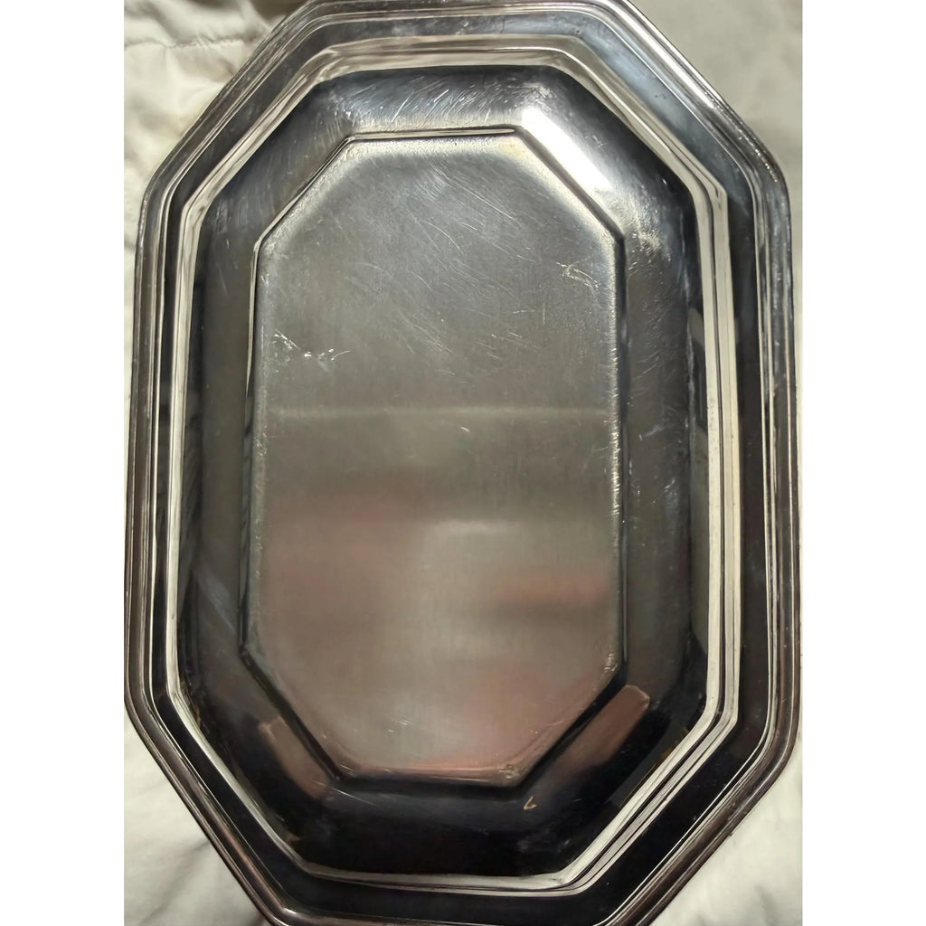 Early 20th Century Art Deco Octagonal Silver Plated Handled Serving Dish