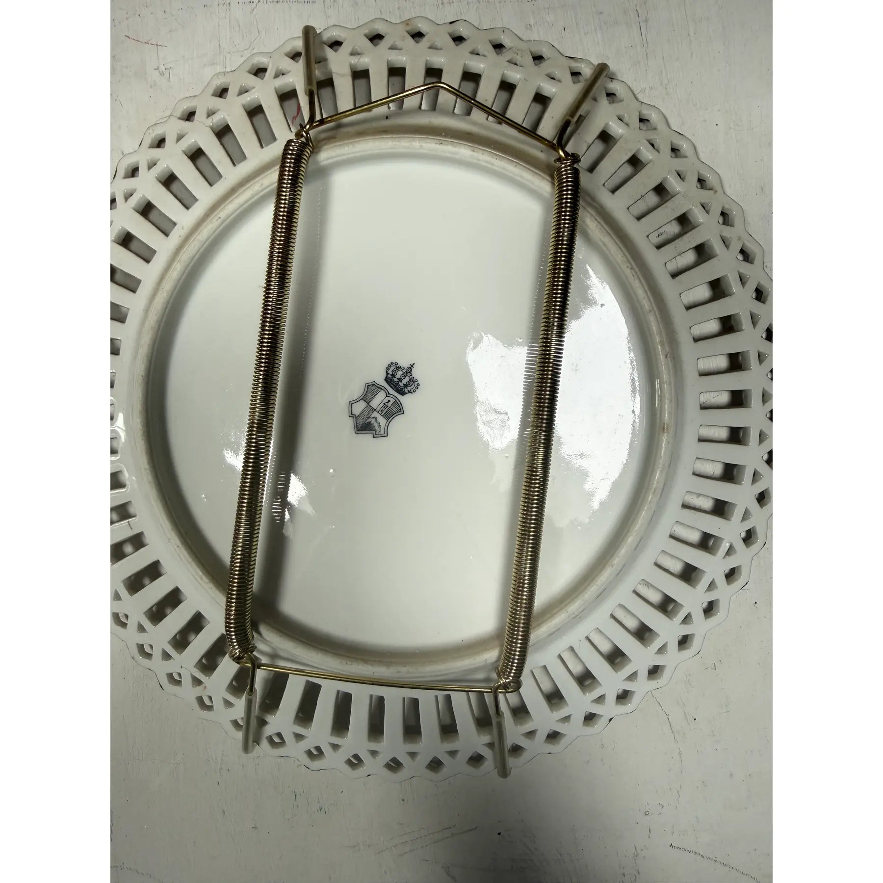 Antique Bavarian Reticulated Porcelain Floral Cabinet Plate