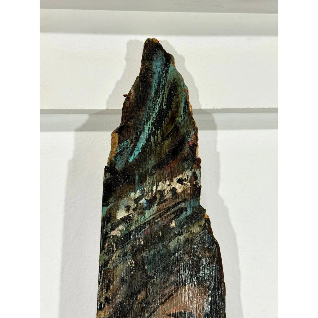 Monumental 73-Inch Signed 1984 American Outsider Folk Art Totem - "Ancestral Spirit" Painted Salvaged Timber