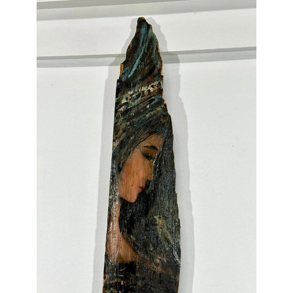 Monumental 73-Inch Signed 1984 American Outsider Folk Art Totem - "Ancestral Spirit" Painted Salvaged Timber