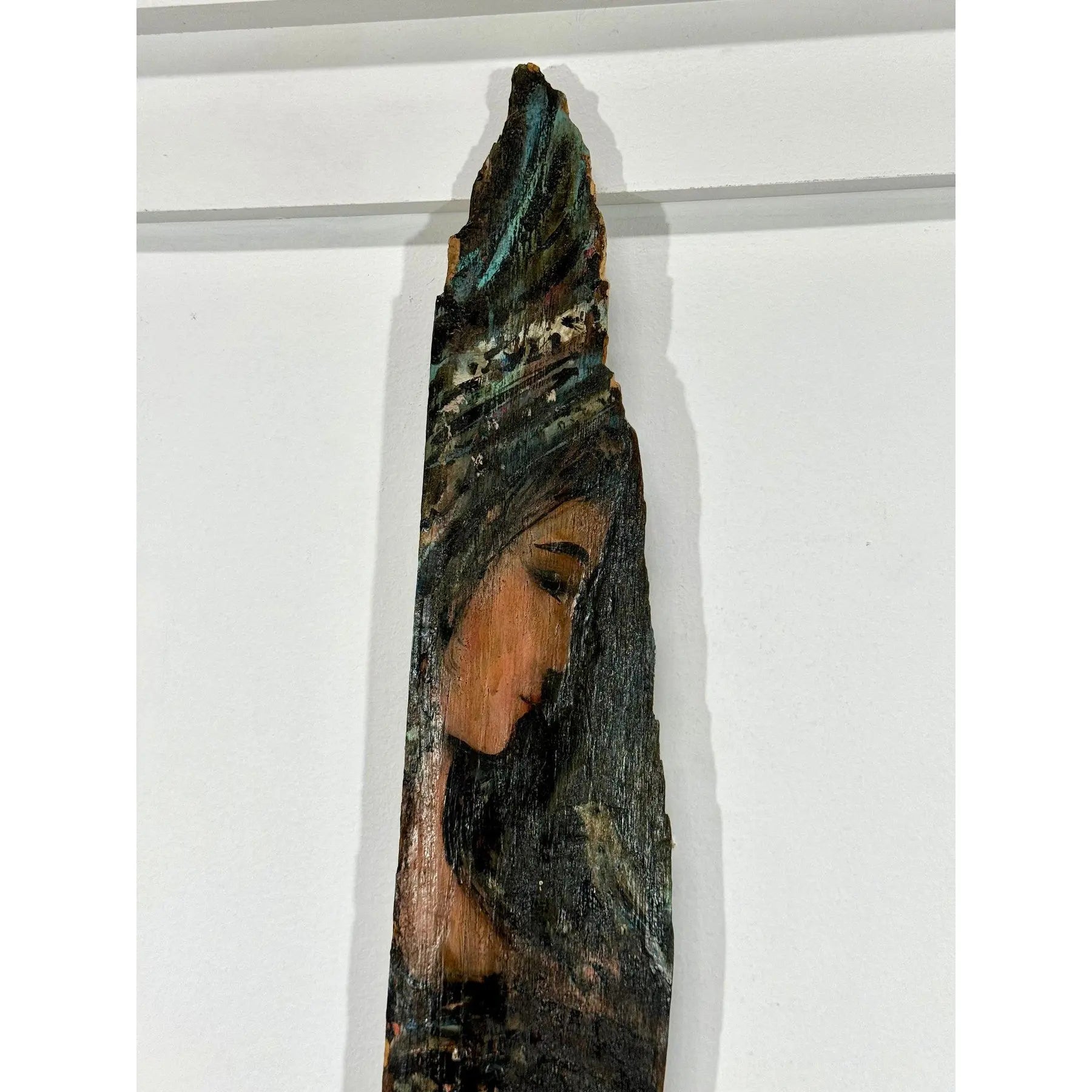 Monumental 73-Inch Signed 1984 American Outsider Folk Art Totem - "Ancestral Spirit" Painted Salvaged Timber