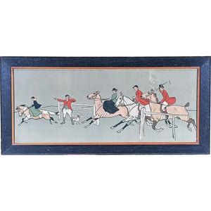 Antique Panoramic English Fox Hunting Framed Traditional Sporting Art Print