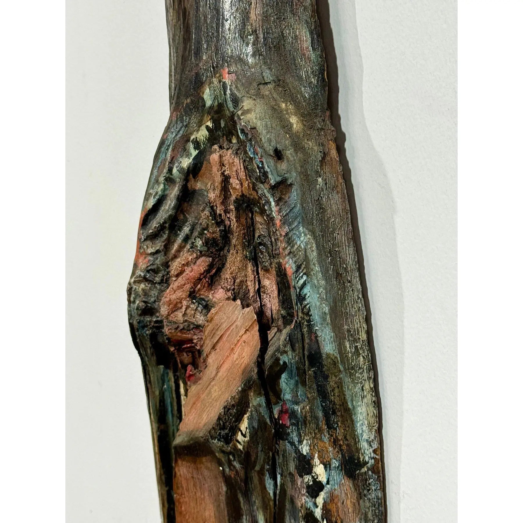 Monumental 73-Inch Signed 1984 American Outsider Folk Art Totem - "Ancestral Spirit" Painted Salvaged Timber