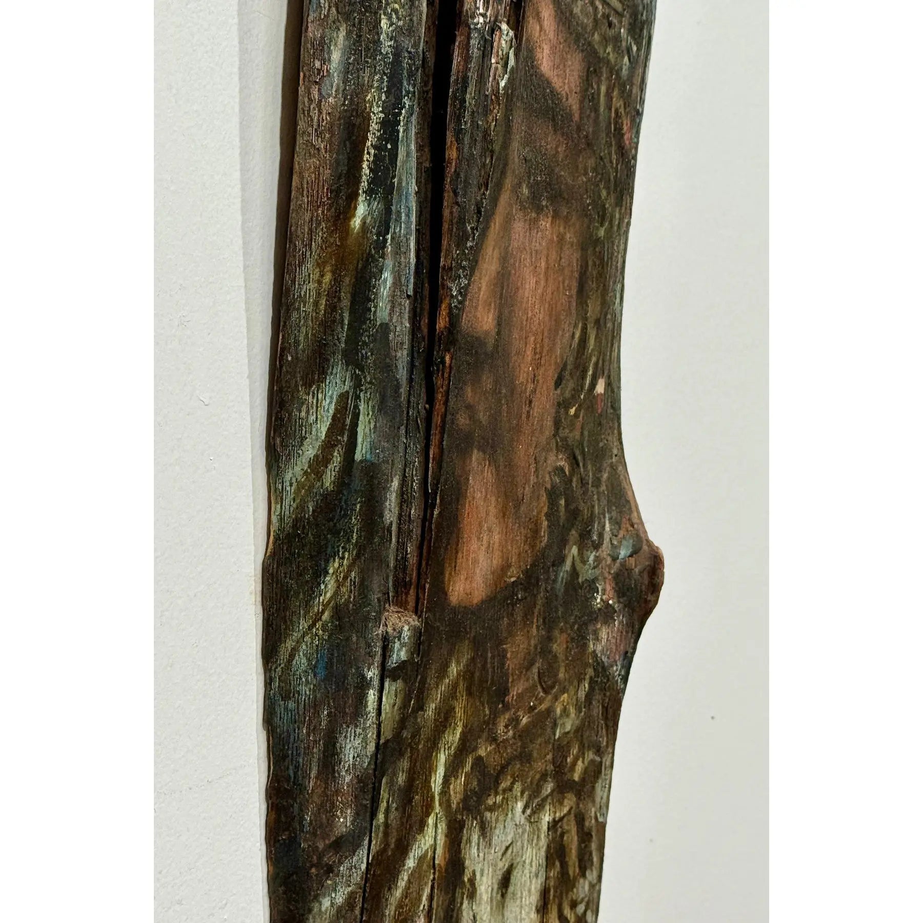 Monumental 73-Inch Signed 1984 American Outsider Folk Art Totem - "Ancestral Spirit" Painted Salvaged Timber