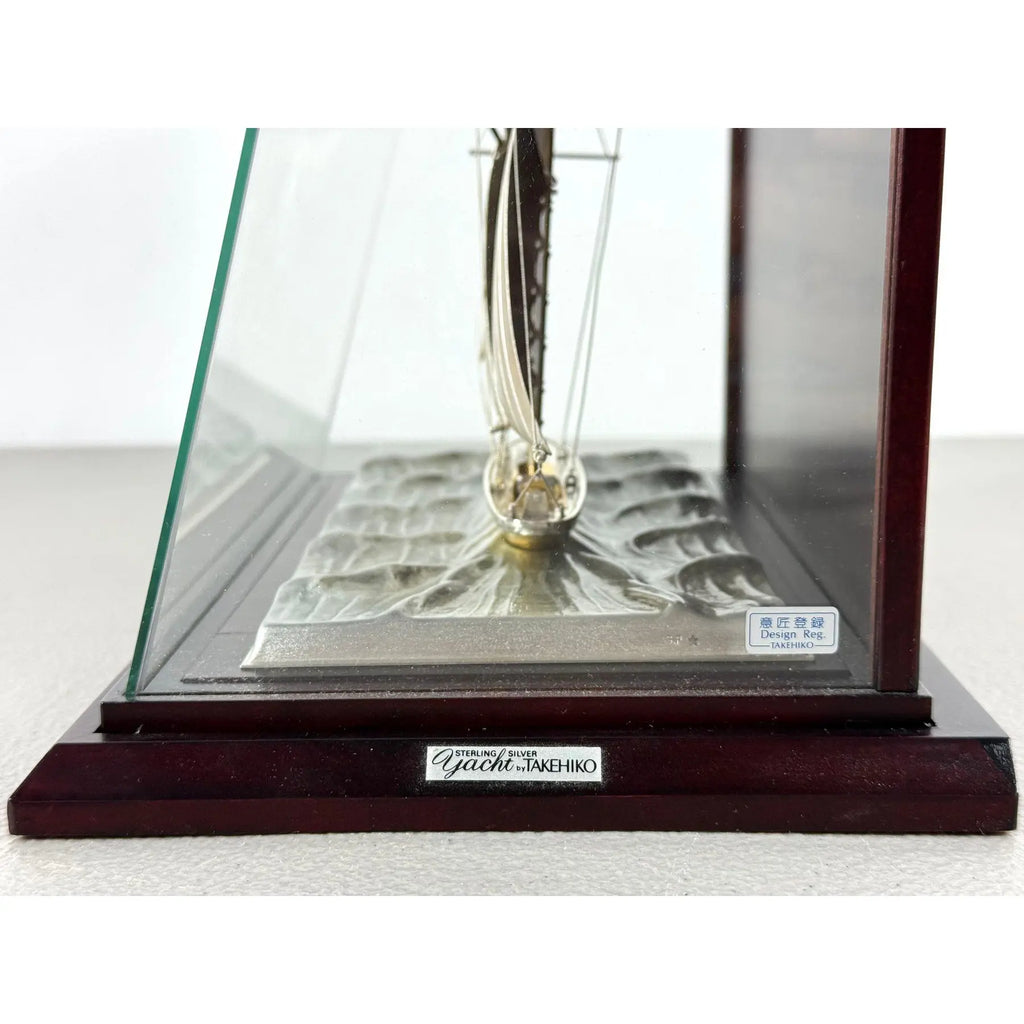 Rare Seki Takehiko Signed 985 Silver Yacht Model Original Box and Case Maritime Art
