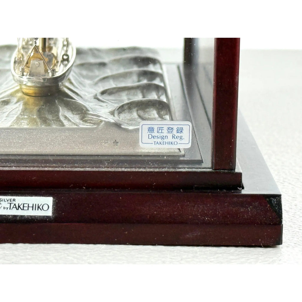 Rare Seki Takehiko Signed 985 Silver Yacht Model Original Box and Case Maritime Art