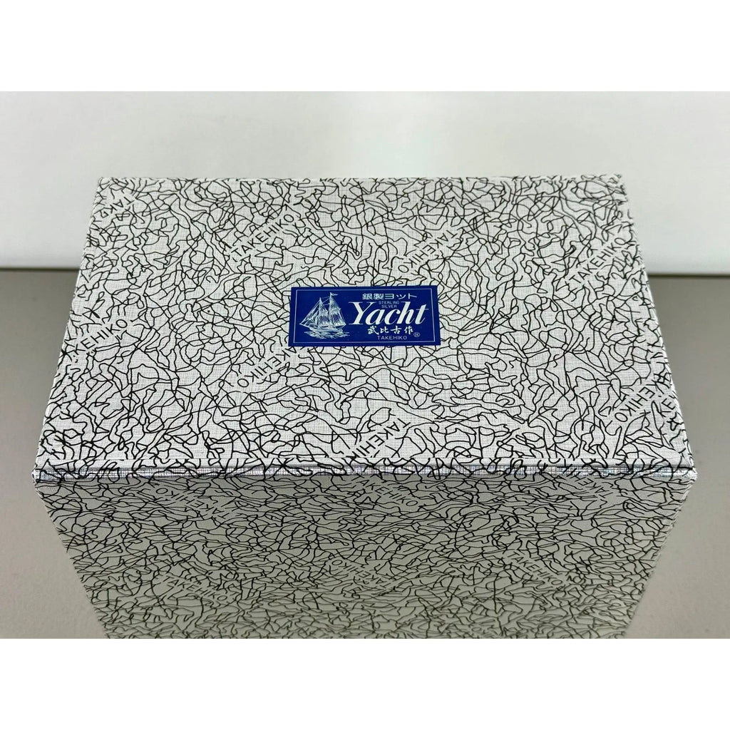 Rare Seki Takehiko Signed 985 Silver Yacht Model Original Box and Case Maritime Art