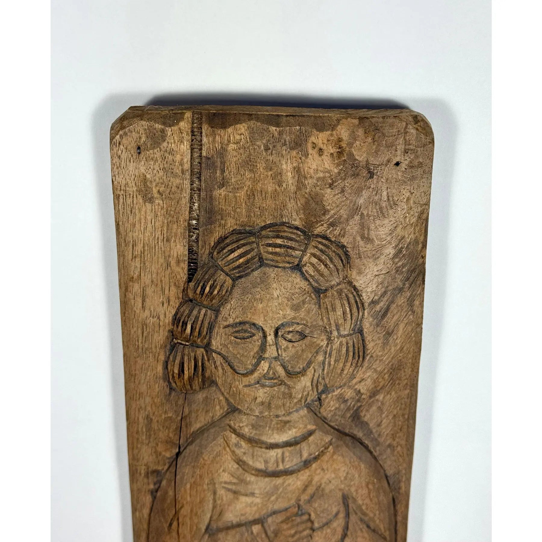 Antique Spanish Hand-Carved Oak Religious Relief Figure – Provincial Baroque Saint