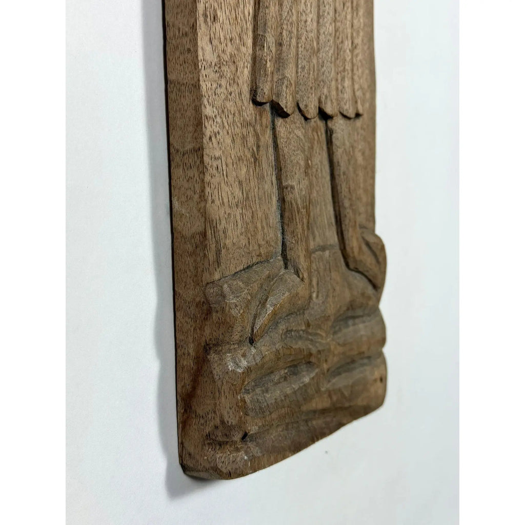 Antique Spanish Hand-Carved Oak Religious Relief Figure – Provincial Baroque Saint
