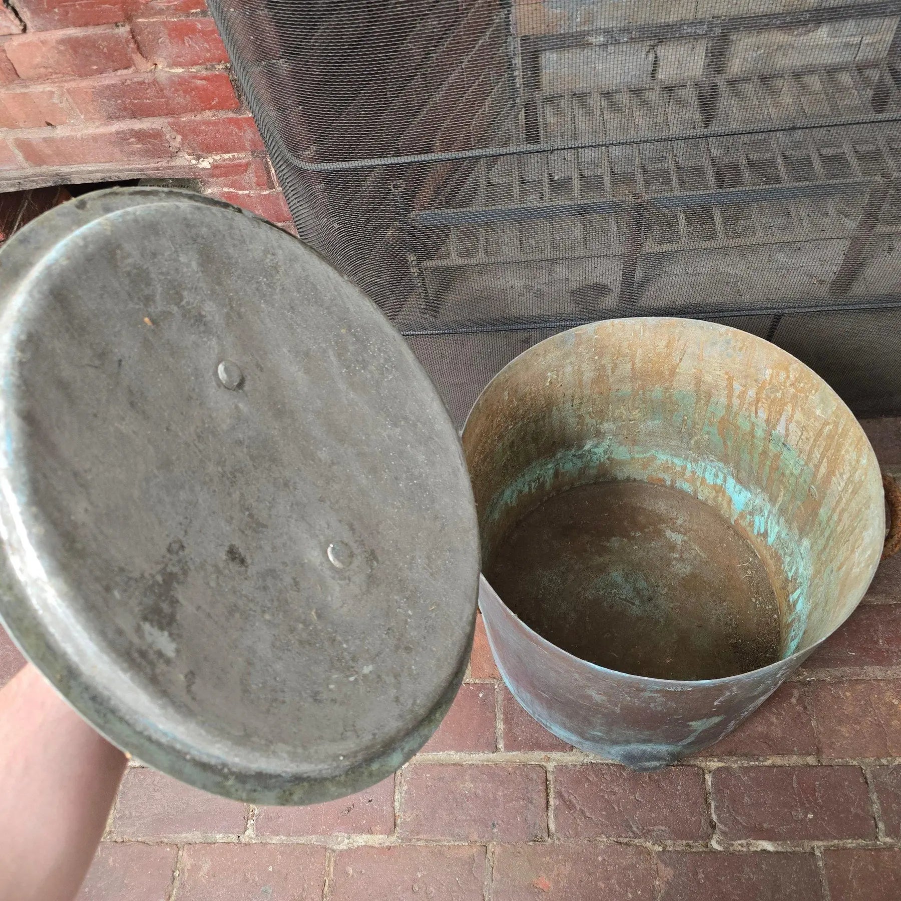 Large Antique Bramhall Deane and Co Copper Stock Pot with Lid 16 Inch Industrial Kitchen Decor