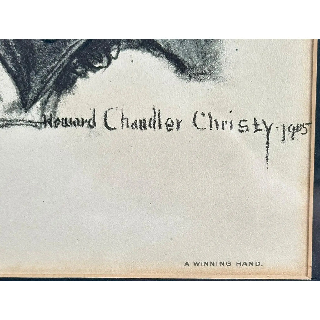 Antique Howard Chandler Christy A Winning Hand Framed Edwardian Society Art Print