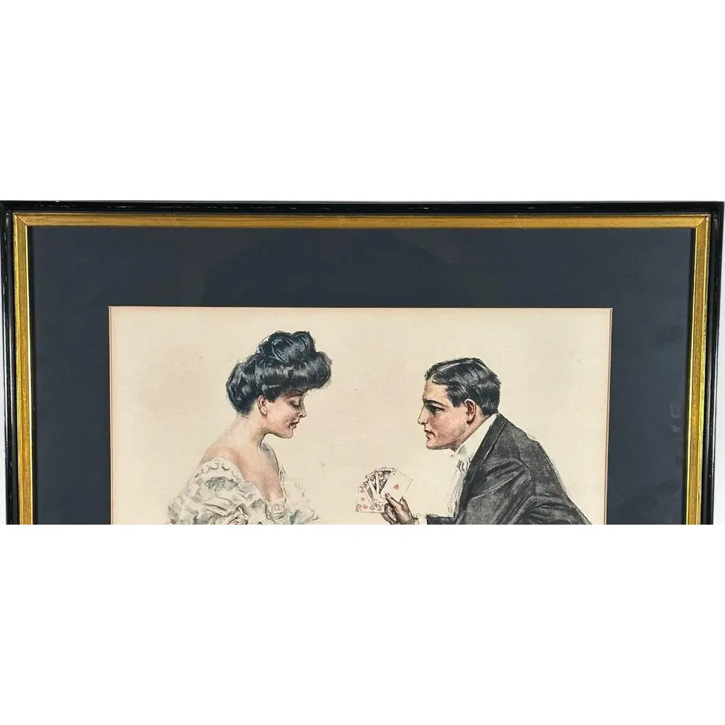 Antique Howard Chandler Christy A Winning Hand Framed Edwardian Society Art Print